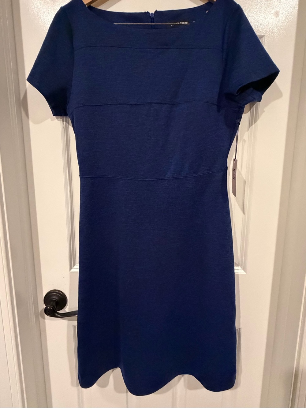 Ivanka Trump Navy Short Sleeve Sheath Dress 16 NWT